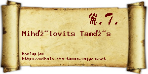 Mihálovits Tamás névjegykártya